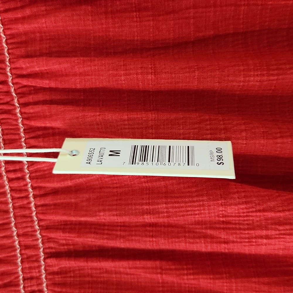 NWT Max Studio Red Flounce Flutter Sleeve Dress - Picture 6 of 8